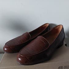 Image of CLARKS UN BLUSH EASE WOMENS DARK TAN LEATHER FLAT CASUAL LOAFER SHOES UK SIZE 4