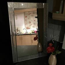 Image of Extra Large Silver Glitter Wall mirror Frame living room bedroom 60x40, 90x60cm