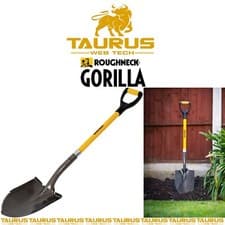 Image of ROUGHNECK Sharp Serrated Edge Round Shovel Corrosion Resistant Carbon Steel UK