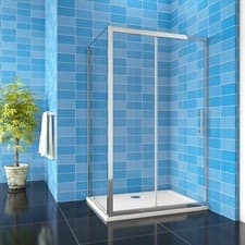 Image of Shower Enclosure Walk In Sliding Door Cubicle Side Panel and Tray 8mm NANO Glass