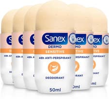 Image of Sanex Roll-On Deodorant 6 Pack – 50ml Each, Sensitive Skin, 48h Protection