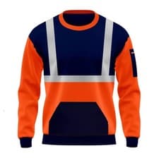 Image of Hi Viz Vis High Visibility Jacket 2 Tone Pullover Work Hoodie Sweatshirt Jumper