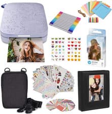Image of HP Sprocket Portable 2X3 Instant Color Photo Printer (Lilac) Starter Bundle