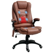 Image of Vinsetto Office Chair w/ Heating Massage Points Relaxing Reclining Brown