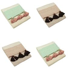 Image of Furn Banda Emroidered Stitch 100% Cotton Tasselled Throw