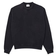Image of Lacoste Loose Fit Washed Effect Fleece Sweatshirt Black