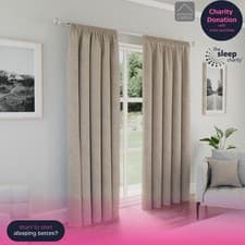 Image of 100% Blackout Pencil Pleat Curtains Natural 46x54" - For Living Rooms & Bedrooms