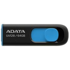 Image of ADATA UV128 64GB USB3.1 Flash Drive, black/blue UV128 64 GB