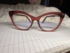 Image of Tom Ford FT6091-B Blue Light Glasses Shiny Bordeaux 53mm Cat Eye