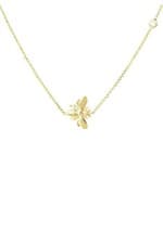 Image of Queen Bee Honey Bumblebee Pendant Necklace Yellow Gold Delicate CZ Simple