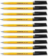Image of Staedtler Stick 430 Fine Ballpoint Pen 0.3Mm Black Regular Ink Flow (Pack of 10)