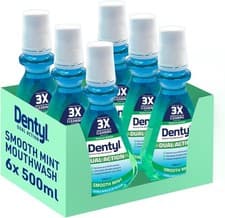 Image of Dentyl Dual Action Smooth Mint Plaque-Reducing CPC Mouthwash 6X500Ml