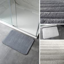 Image of Allure Luxury Ribbed Memory Foam Bath Mat Non Slip 40 x 60cm - Soft Shower Mat