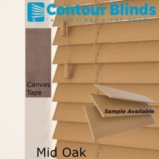 Image of Real Wood Wooden Venetian Blinds 35 & 50mm Slats with Tapes - Oak Colours