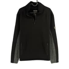 Image of GUESS Men Black Fleece Half Zip Jacket Jumper Size M