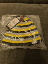Image of Trespass Kids Reagan Beanie Hat Black Yellow Grey Reversible Age 2-4 New In Bag