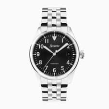 Image of Accurist Watch 76000 Mens Aviation Stainless Steel with Black Dial RRP £169.00