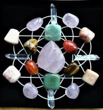 Image of Crystal Grid Kit Set Cloth Love Protection Healing Reiki Charged Sacred Geometry