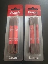Image of 2 Pairs of PUNCH BROWN SHOE LACES 60cm 24" round 2044446 (#a5)