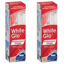 Image of 2 x WHITE GLO Extra Strength Whitening Toothpaste Professional Choice FREE BRUSH