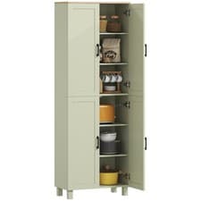 Image of HOMCOM Modern Kitchen Cupboard Storage Cabinet with 6 Shelves, Green