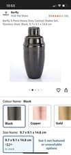 Image of Barfly 3-Piece Heavy Duty Cocktail Shaker Set, Stainless Steel, Black, 17 Oz.
