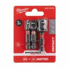 Image of Milwaukee Shockwave Impact Duty Socket Adaptor Set - Black, Pack of 3...