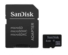 Image of SanDisk 4GB SDHC MicroSD TransFlash Flash Memory Card & Adapter C04G - Class 4