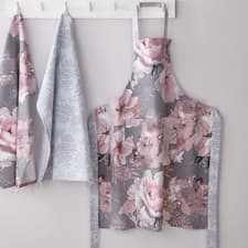 Image of Catherine Lansfield Dramatic Floral Apron Grey 70 x 80 cm,
