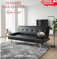 Image of UKCatch Sofa Bed Convertible Faux Leather Recliner 3 Seater_ Super Comfortable