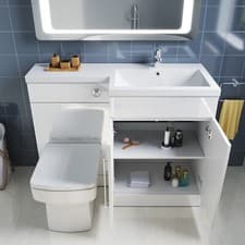 Image of Close Coupled Toilet Bathroom Vanity Units Sink WC with Concealed Cistern Suite
