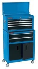 Image of DRAPER Combined Roller Cabinet and Tool Chest, 6 Drawer, 24", Blue [19563]