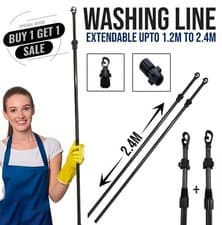 Image of X2 Heavy Duty Clothes Line Prop Telescopic Washing Line Dry Extending Support