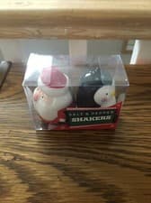 Image of Ceramic Salt And Pepper Father Christmas And Penguin Condiment Set Brand New