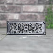 Image of Deluxe Flower Design 9 x 3.1" Black Cast Iron Air Brick with Mesh