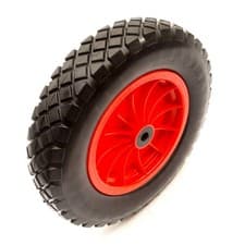 Image of 14" PU 3 1/2-8 Wheelbarrow Wheel Flat Free 16mm Bearings 75mm Hub Hand Barrow