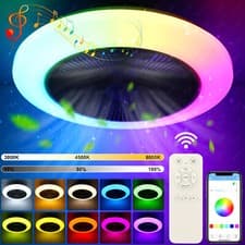 Image of Modern LED Ceiling Fan with Light Dimmable RGB Ceiling Fan Lamp Remote Control