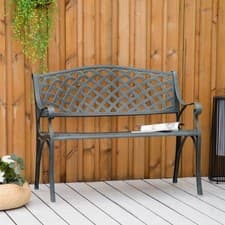Image of Cast Aluminium Outdoor Garden Bench 2 Seater Antique Patio Loveseat for Park