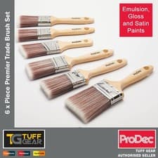 Image of Prodec 6 x Piece Premier Trade Brush Set for Emulsion, Gloss and Satin Paints