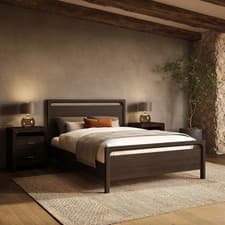Image of Dark Wood Double Wooden Bed Frame - Vixen VXN005D