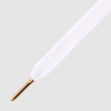 Image of Laces Mr Lacy Flatties, Flat White Shoelace with Gold Metal Tip, Premium Laces