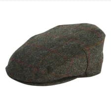 Image of Barbour Crieff Flat Cap Olive/Red Overcheck