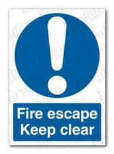 Image of Fire Escape Keep Clear Sign