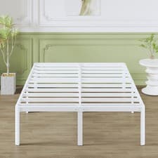 Image of 4FT Small Double Metal Bed Frame White High 46cm Storage Heavy Duty No Noise