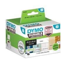 Image of Original Dymo 2112286 Durable 25mm x 25mm White Label Roll Twinpack