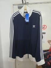 Image of ADIDAS FULL ZIP TRACKTOP NAVY WHITE NEW