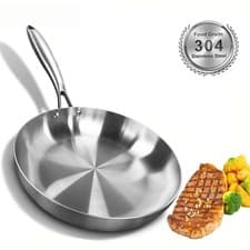 Image of Stainless Steel Frying Pan Tri-Ply 22cm 24cm 26cm 28cm 30cm – Gas & Induction
