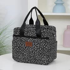 Image of Nylon Fabric Lunch Bag with Aluminum Foil Inner Large Capacity Portable-UK