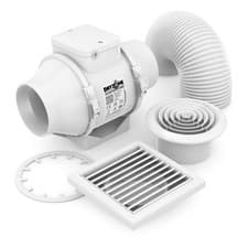 Image of Dryzone Inline Extractor Fan Kit with Timer (100mm, White) | Lofts or Ceiling