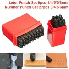 Image of Number & Letter Punch Set Alpha Numeric Carbon Steel Punches Craft Black 6/8mm